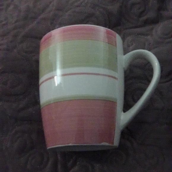 Striped Pier 1 Ceramic Mug - Pink and Green Valencia - Picture 1 of 1